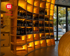 Comptoir de bar personnalisé en bois et marbre avec éclairage LED moderne, design de bar à vin, restaurant, pub - Product Image 6