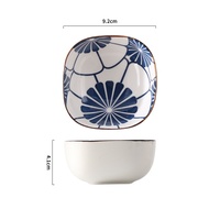 Assiette carrée artisanale authentique en grès, motif végétal sous glaçure, pour sushi et accompagnements, qualité hôtelière vintage, conforme FDA