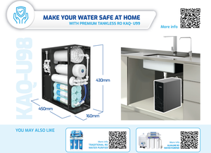 Karofi เครื่องกรองน้ำระบบไฟฟ้า KAQ-U99, 500 GPD RO เมมเบรนไม่มีถังพร้อมระบบกรองออสโมซิสผันกลับสำหรับครัวเรือนโรงแรม - Product Image 4