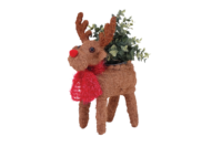 Vente en gros de pots de fleurs en rotin sculptés à la main, style américain, en forme de renne debout avec écharpe, pour Noël, intérieur, extérieur, maison, jardin
