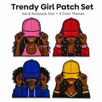Lot de patchs brodés personnalisés tendance avec portrait de fille noire pour chapeaux, sacs à dos, cadeau de mode, fournisseur en gros, pack en vrac
