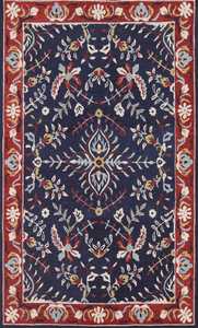 Estilo tradicional Floral Azul marino Sarouk Alfombra de lana hecha a mano Antideslizante Características ecológicas Conjuntos de alfombras de área abstracta - Product Image 2