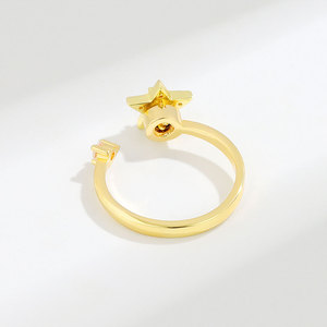 Anillos giratorios ajustables con diseño de estrella pequeña, microincrustaciones de circonita, chapados en oro sobre cobre, joyería para aliviar el estrés para niñas. - Product Image 4