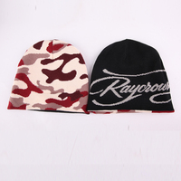Bonnet réversible personnalisé avec logo, en tricot jacquard, pour l'hiver, camouflage, double face, bonnet skully unisexe, bonnets chauds en gros