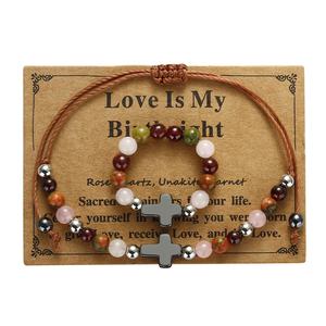 Ensemble élégant deux pièces, nouvelle mode, bracelet et bague en perles d'améthyste et <span class=keywords><strong>de</strong></span> citron avec design géométrique, idée cadeau tendance - Product Image 3