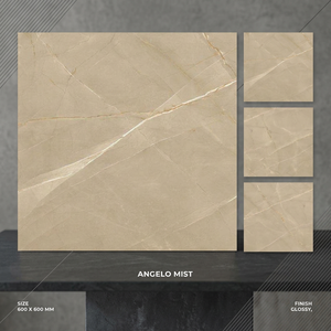Living Room Glossy Porcelain <b>Floor</b> Tiles 60x60cm Marble Effect Ceramic Flooring 8.5mm - Product Image 3