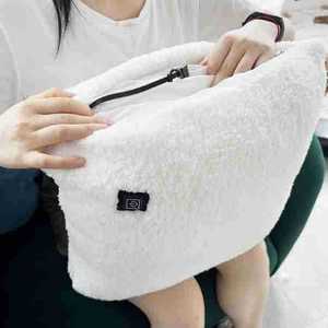 Adjustable Thermostat <b>Heated</b> Blanket 5V <b>Usb</b> Powered Washable Fleece Travel Blanket White Solid Color Mechanical Control - Product Image 2