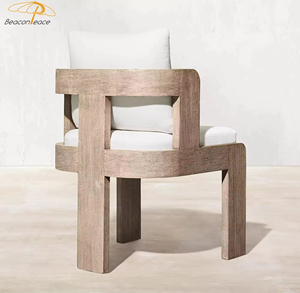 Meubles de patio extérieur en teck moderne nordique chaises de jardin de patio en bois massif de teck imperméable avec coussin - Product Image 5