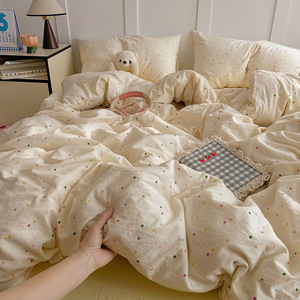Stile moderno colorato motivo a punti lavato in microfibra in poliestere copriletto trapunta e federa set di biancheria da <span class=keywords><strong>letto</strong></span> per uso domestico - Product Image 2