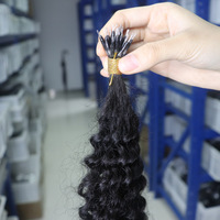 Extensions de cheveux brésiliens vierges Remy 100 % purs, personnalisées directement en usine, 100 grammes, 16-24 pouces, 10A, bouclés crépus, à micro-anneaux