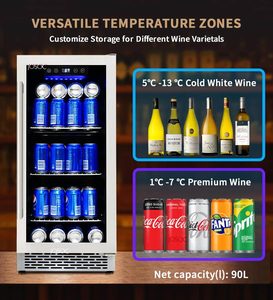 Réfrigérateur à boissons encastrable en acier inoxydable à écran tactile, zone unique, pour 90 canettes, cave à vin, refroidisseur autonome pour 49 bouteilles - Product Image 2
