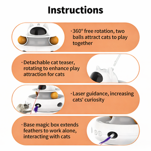 Bestverkochte elektrische slimme katten speeltje laser veertjes teaser wand katten draaischijf Whack-A-Mole zelfvermaakend huisdierbenodigdheden - Product Image 3