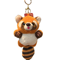 Porte-clés en peluche Panda Rouge avec chaîne de perles, 15 cm, animal en peluche doux, rembourrage en coton PP, forme 3D, boucle dorée, fabriqué en Guangdong, pour enfants et filles