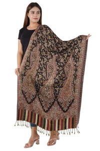 Elegant Women's Viscose Stole with Decorative Woven Border Soft Lightweight Fashion <b>Wrap</b> Neck Scarf Travel <b>Shawl</b> for Daily Use - Product Image 6
