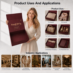Boîte Cadeau Rigide Pliante Magnétique Mate Bourgogne, 15 <span class=keywords><strong>Ans</strong></span> d'Expérience en Usine, Emballage de Luxe pour Vêtements de Mode - Product Image 2