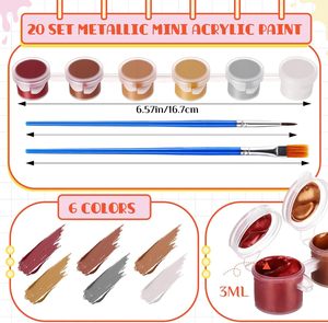 6pot kim loại màu mini Acrylic Dải sơn thiết lập với 2 bàn chải cho nghệ thuật Tự làm và thủ công bên sinh viên - Product Image 4