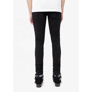 DiZNEW Denim Factory <span class=keywords><strong>Pantalon</strong></span> de motard Jeans noirs déchirés Design de mode pour hommes - Product Image 4