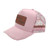 Topi trucker mode uniseks bordir kustom dan lencana kulit topi trucker barang berkualitas tinggi dengan lencana kulit