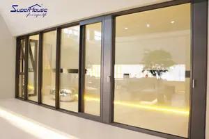 Door Foldable Used Sliding Glass Doors Sale Aluminum Alloy Modern Passive House Windows Movable Bi Folding Frameless Folding