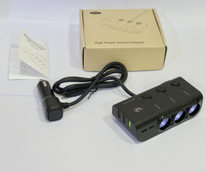 120W 3插座点烟器汽车充电器适配器发光二极管电压显示器3 <span class=keywords><strong>USB</strong></span>充电器汽车充电器 - Product Image 6