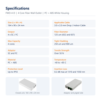 Kotak Terminal FTTH FWO-4-D 4 Core Fiber Wall Outlet SC FC 164x90x24mm PC ABS IP55 Pemasangan Tiang Dinding Dalam Ruangan Grosir