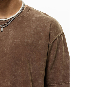 T-Shirt da <span class=keywords><strong>Uomo</strong></span> Oversize in Cotone Pesante con Logo Personalizzato, Stampa di Alta Qualità, Lavaggio Acido <span class=keywords><strong>Marrone</strong></span> - Product Image 3