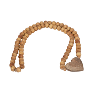 Ghirlanda di perline con accento a cuore in legno di mango per decorazioni domestiche, bagno, ufficio, scaffali e tavolini da caffè - Product Image 1