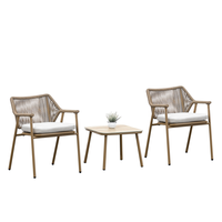 Ensemble de chaises en corde et table en verre trempé 2+1 pour l'extérieur, résistant aux intempéries, meubles de jardin durables pour parc, patio, cour