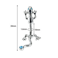 Freya 316L Extern Gewindeter Neuer Spezieller Unverwechselbarer Edelstahl Bauchnabelpiercing-Schmuck mit Gecko-Anhänger
