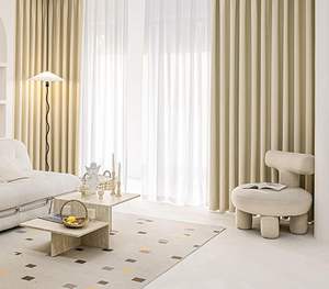 ستائر عصرية لغرفة المعيشة بيج ستائر حرارية معزولة قرصة معتمة ستائر نافذة لغرفة النوم منسوجة بوليستر للمنزل - Product Image 1