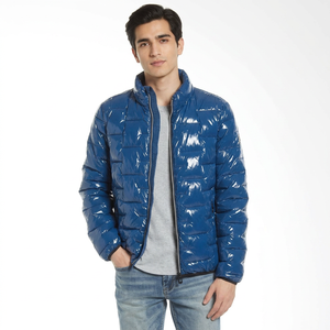 Chaqueta de Plumón Negra de Alta Calidad para Hombre, Chaqueta de Invierno con Cuello Alto y Burbujas con Lona para Clima Frío - Product Image 1