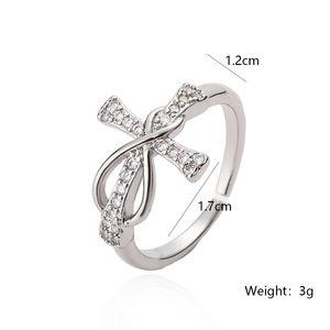 Anillo de Cruz de infinito religioso de acero inoxidable platino ajustable 20250202 al por mayor Beato cristiano para boda de mujer - Product Image 4
