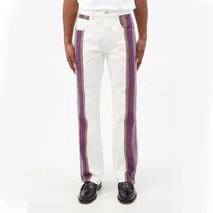 Заводские Заказные мужские джинсы DiZNEW, Винтажные белые фиолетовые джинсы большого размера, мужские джинсовые брюки, модные зауженные джинсы Slim Fit