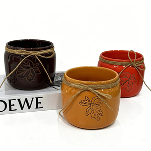 Nouveauté 2026 : Pots de fleurs <span class=keywords><strong>en</strong></span> céramique à motif feuilles gaufrées, thème automne, vente directe usine, pour jardinage domestique, balcon et <span class=keywords><strong>d</strong></span>écoration de Thanksgiving - Product Image 1