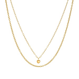Collana a Strati TD Punk Hip Hop, Placcata in Oro 18K, Cuore in Acciaio Inossidabile, Doppia Catena, Gioielli alla Moda <span class=keywords><strong>per</strong></span> Donne - Product Image 5