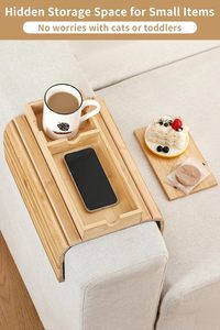 Plateau de <span class=keywords><strong>canapé</strong></span>, porte-gobelet en bambou pour <span class=keywords><strong>canapé</strong></span> avec rangement caché, plateau d'accoudoir de <span class=keywords><strong>canapé</strong></span> <span class=keywords><strong>portable</strong></span> anti-déversement pour boissons, collations et télécommande - Product Image 6