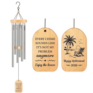 Carillon éolien en tube d'aluminium avec étiquettes suspendues en bois, design durable de style jardin, cadeau idéal pour les anniversaires des neveux/neviennes et la fête des Mères - Product Image 1