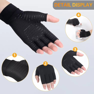 Hot Sale Half-Finger Fitness Copper <strong>Gloves</strong> Non-Slip Outdoor <strong>Tunnel</strong> Arthritis <strong>Carpal</strong> Compression <strong>Gloves</strong> - Product Image 4
