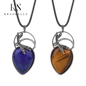 เครื่องประดับจี้แมลงปอรูปลูกแพร์<span class=keywords><strong>พลอย</strong></span>สีเขียวเทอร์ควอยซ์จาก Lapis Lazuli <span class=keywords><strong>พลอย</strong></span>สีเขียววีนัสทำด้วยมือ - Product Image 1
