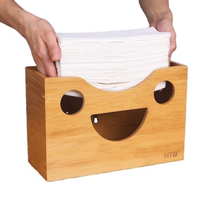 Cute Design Wall-Mounted Napkin Holder Manual Bamboo Paper Hand Towel Holder Tissue Box Holder For Bathroom