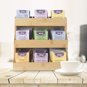 Estante de almacenamiento de bolsitas de té de bambú de madera, organizador de escritorio de 3 niveles para cápsulas de té y café, estante para bebidas - Product Image 1