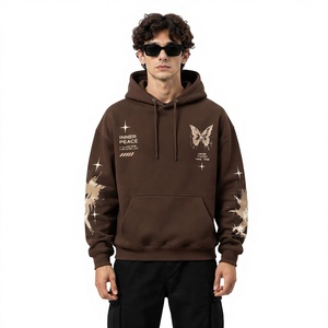 Sweat-shirt à capuche unisexe marron avec fermeture éclair, impression numérique, coupe classique, en molleton de coton, vêtement décontracté pour l'hiver - Product Image 1