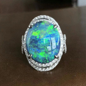 Dossgarit — <span class=keywords><strong>bague</strong></span> en <span class=keywords><strong>pierre</strong></span> <span class=keywords><strong>précieuse</strong></span> pour femme, bijoux de grande taille, platine, opals noire naturelle, 16,71 ct, opals - Product Image 3