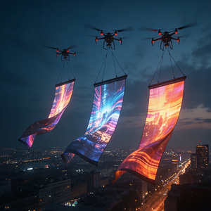 Display <span class=keywords><strong>LED</strong></span> Volante Personalizzato per Esterni, Striscioni Pubblicitari <span class=keywords><strong>LED</strong></span> con Drone, Schermo <span class=keywords><strong>LED</strong></span> Flessibile, Display <span class=keywords><strong>LED</strong></span> Volante con Spettacolo di Droni - Product Image 1
