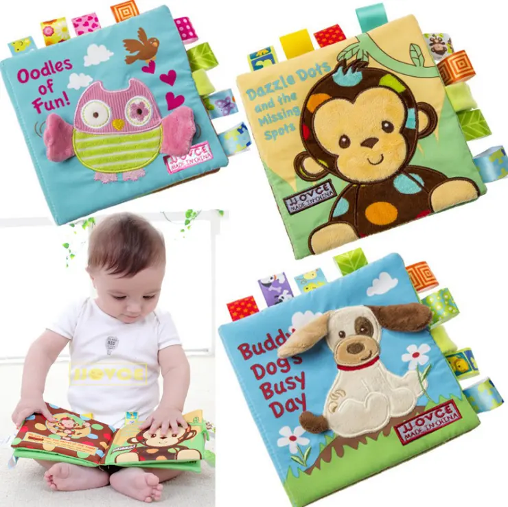 Gaya hewan mainan bayi baru lahir belajar pendidikan anak-anak buku kain bayi lucu buku kain