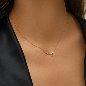 Collar CANNER Chapado en Oro de 18K, Nuevo Collar de Plata de Ley 925 con Doble Cruz de Circones, Joyería Simple con Colgante de Diamantes - Product Image 3