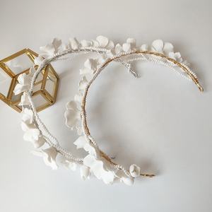 Ins Style fait à la main diadème de mariée fleurs en céramique accessoires de cheveux demoiselles <span class=keywords><strong>d</strong></span>'<span class=keywords><strong>honneur</strong></span> bandeau bijoux <span class=keywords><strong>couronne</strong></span> de mariage pour 2022 - Product Image 4