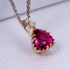 Bijoux Messi MSN-630 Or Jaune 14K Pierre Précieuse de Laboratoire de Forme Trillion Bijoux de Mode Pendentifs Breloques - Product Image 2