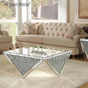 Nhà Máy Cung Cấp WXWF-711 Nghiền Gỗ Kim Cương Bảng Bên Hiện Đại Gương Kim Cương Bàn Cà Phê Đặt Cho Phòng Khách - Product Image 1