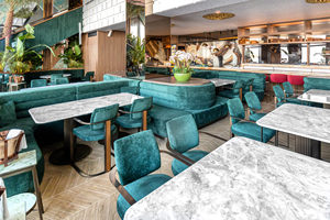 Top Class thiết kế U hình dạng thiết kế nhung sofa cho nhà hàng 4 chỗ ngồi góc tiệc Booth chỗ ngồi quán cà phê Bàn và ghế Bộ - Product Image 3